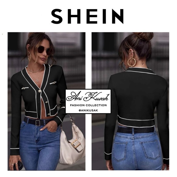 SHEIN Sweaters - SHEIN Contrast Button Front Cardigan